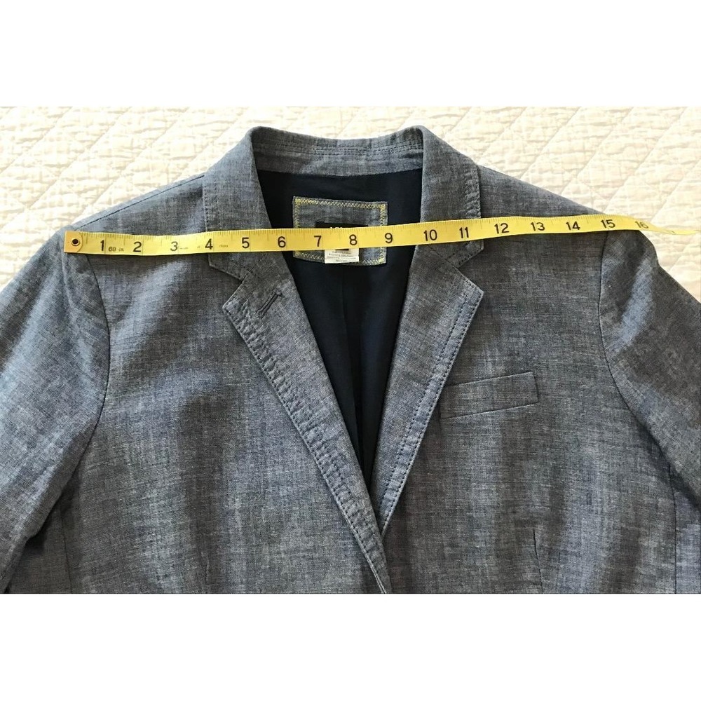J.Crew Womens Sz 4 Blue Chambray Cotton Blazer Jacket Schoolboy Casual Workwear - Picture 10 of 15